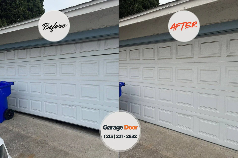 Before and after: garage door repair Clinton, MT
